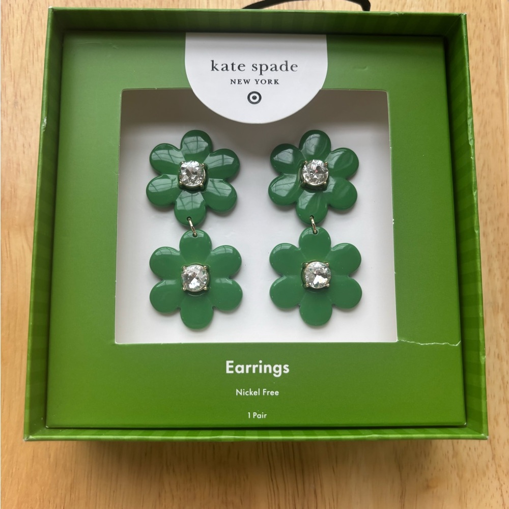 Kate Spade Target Collaboration Green Floral pierced dangle  Earrings